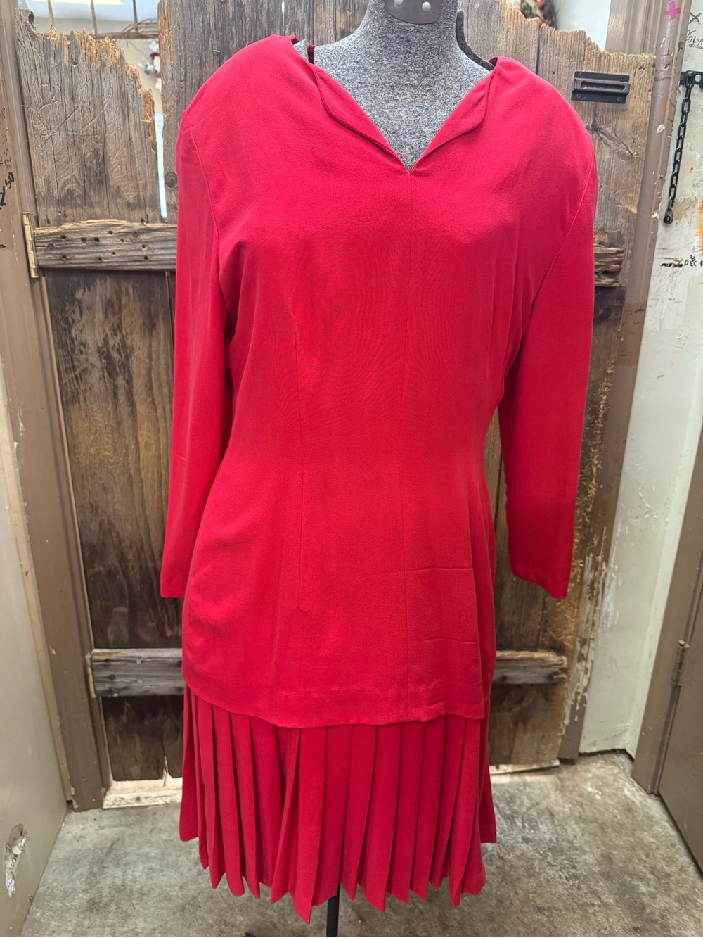 Vintage YL by Yair Red Silk Pleated Skirt/Dress